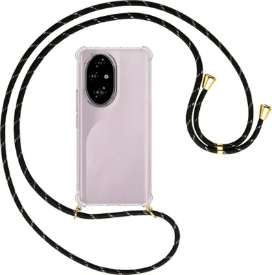 Produktbild von Handykette Backcover-Schutzhülle mit Band (Metall goldfarben) für Honor 200 Pro - schwarz/gold
