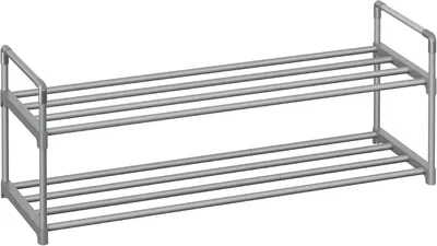 Zdjęcie produktu dla Półka na buty, 2 poziomy - Metalowa półka na buty - Montaż bez użycia narzędzi - 92 x 30 x 34 cm