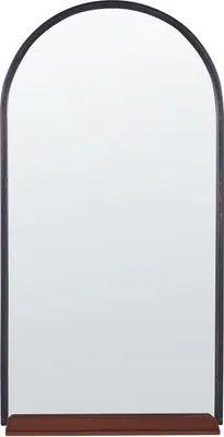 Produktbild von BELIANI Wanspiegel Silber und Schwarz Glas Halbrund 40 x 67 cm mit Rahmen Ablage Antik-Optik Modern Deko Wanddeko für Wohnzimmer Schlafzimmer Bad