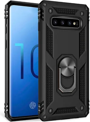 Image de NALIA Ring Housse de portable pour Samsung Galaxy S10, 360 degrés de protection Case Cover Bumper Noir