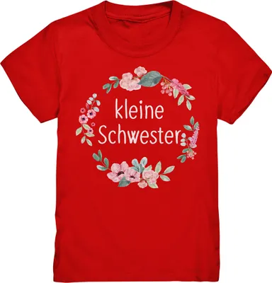 Produktbild von Kleine Schwester Shirt Blumenkranz Kleine Schwester Geschenk – Red / 98/104 (3-4)
