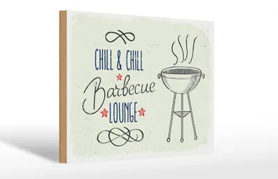 Produktbild von Holzschild  Chill & Chill Barbecue Lounge, 30x20 cm, Holzschilder Spruch Grill