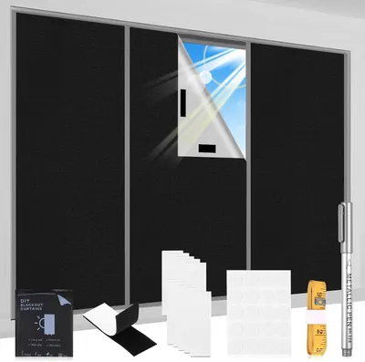 Obrázok produktu pre Tmavá fólia na okná, bez vŕtania, 200x145 cm - 100% zatemňujúca, čierna, ochrana pred slnkom, tepelná izolácia
