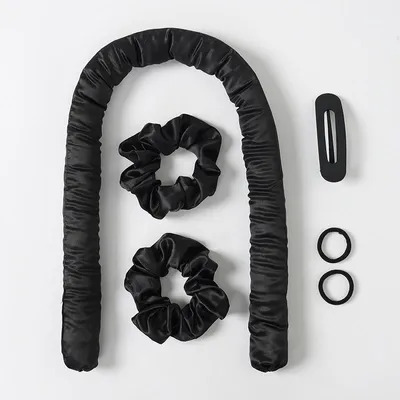 Immagine prodotto di INF Set per arricciare i capelli in raso da 6 pezzi per onde senza calore Nero