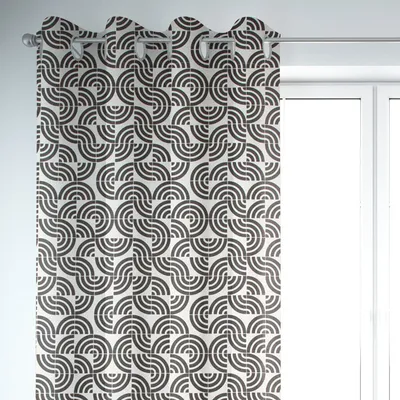 Produktbild von SCHÖNER LEBEN. Vorhang Retro Quadrat Bogen schwarz weiß 245cm Aufhängung Ösen