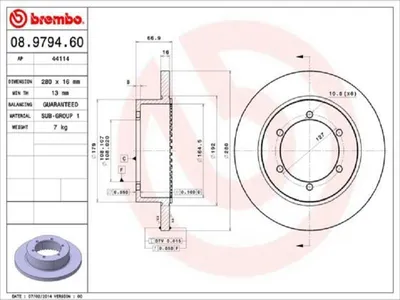 Produktbild von 2x BREMBO 08.9794.60 Bremsscheibe Hinterachse