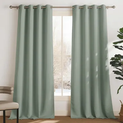Produktbild von Verdunklungsvorhänge Thermogardine Kälteschutz Salbeigrün 2er Set 280 x 140 cm