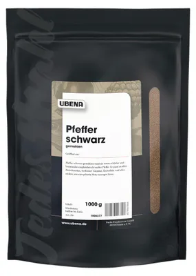 Produktbild von Ubena Pfeffer schwarz gemahlen aromatischer Geschmack Zipbeutel 1000g