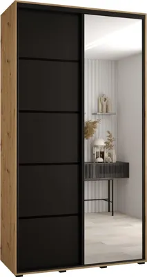 Produktbild von MEBLE KRYSPOL Cannes 5 Schrank mit 2 Schiebetüren - 205,2x140x45 cm - Artisan Schwarz Schwarz