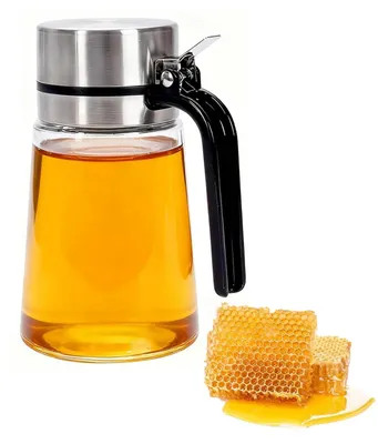 Honigspender Glas 400 ml mit Edelstahl-Ausgießer