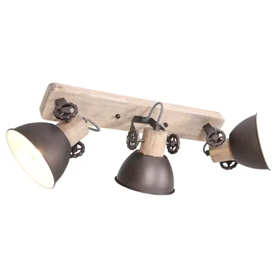 Immagine prodotto di Mexlite - faretto - Gearwood - antracite - metallo legno di gomma - faretto a superficie - E27 - 2133A