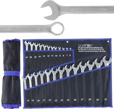 Produktbild von CCLIFE 25tlg Maul Ringschlüssel Satz Schraubenschlüssel 6-32mm Gabelringschlüssel Cr-V