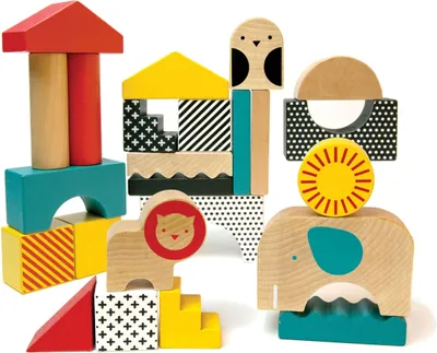 Produktbild von Bausteine-Set Tiere, Bauklötze, Holzspielzeug für Kinder ab 18+ Monate