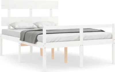 Produktbild von vidaXL Seniorenbett mit Kopfteil 120x200 cm Weiß Massivholz