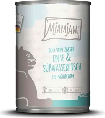 Produktbild von MjAMjAM Cat - Leckere Mahlzeiten Dose 6x400g | Ente & Fisch