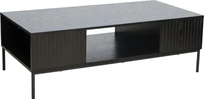 Image de Table basse en acier et MDFReproduction mélaminé 120 cm noir - Oviala Dakota