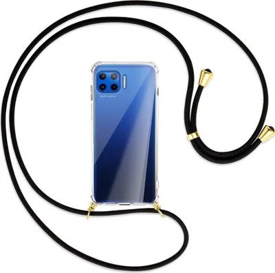 Produktbild von Handykette Backcover-Schutzhülle mit Band (Metall goldfarben) für Motorola Moto G 5G Plus - schwarz