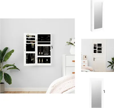 Produktbild von vidaXL Schmuckschrank mit Spiegel Wandmontage Weiß 30x8,5x67 cm - Spiegel