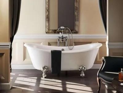 Produktbild von Casa Padrino Jugendstil Badewanne freistehend 164 x 70 x 72 cm BBat Weiß - Retro Antik, Füsse: Schwarz Standard Period