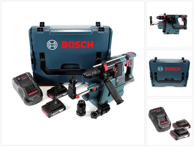 Obrázok produktu pre Akumulátorová vŕtačka Bosch GBH 18V-26 F 18 V, 2,6 J, SDS-Plus v L-Boxx s odsávačom prachu GDE 18V-16, 2x akumulátorom 2 Ah a nabíjačkou