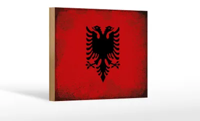 Produktbild von Holzschild Flagge Albanien 18x12cm Flag Albania Vintage