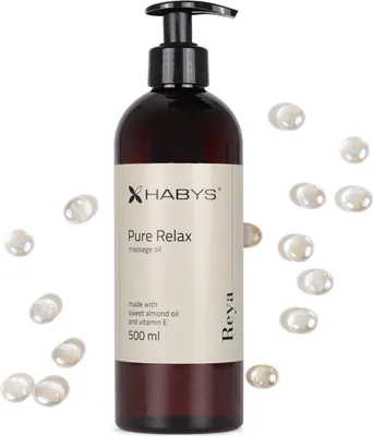 Produktbild von HABYS REYA | Pure Relax Massageöl Öl | Sanfter, Beruhigender Duft | für Massage | Körperöl mit Mandelöl und Vitamin E | 500 ml