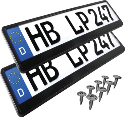 Produktbild von 2 Stück Kennzeichenhalter in Schwarz Nummernschild Kennzeichenhalterung