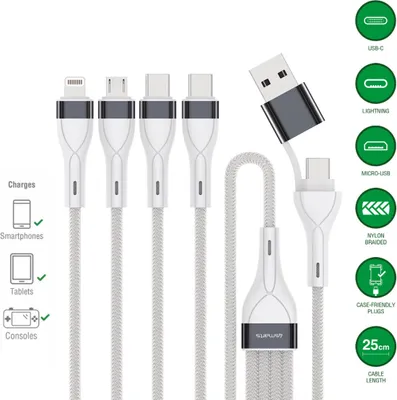 Produktbild von 4smarts USB-C/A Multi-Ladekabel 4in2 25cm, weiß