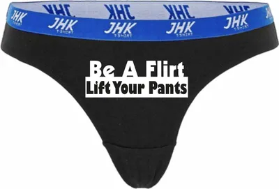 Produktbild von Damen Thong Slip - Boxer-0040-woman-black-h-L - schwarz - L - hinten - Be a Flirt lift your Pants - lustiges Motiv - Spruch - Unterwäsche - Unterhose - Freizeit - lustig