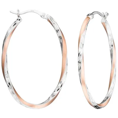 Immagine prodotto di Orecchini in argento, cerchi rotondi da 41 mm, argento 925 bicolore con parte placcata in oro rosso, 3,6 grammi