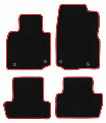 Produktbild von Fußmatten Automatten Velours Schwarz/Rot für Mazda MX-30 2020- Set 4-tlg