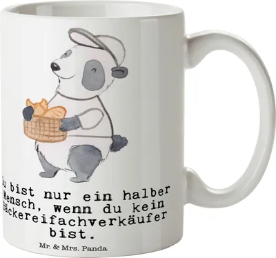 Produktbild von Mr. & Mrs. Panda Tasse Bäckereifachverkäufer Herz - Weiß - Geschenk, Kaffeetasse, Beruf, Kaffeebecher, Lustig, Kaffeepott, Backstube, Bäckerei, Teetasse, Spruch, Pott