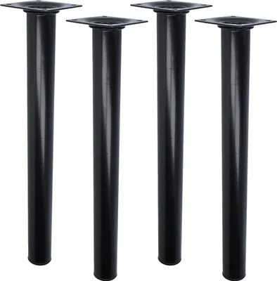 Produktbild von Schwarze Möbelbeine 4er Set rund ø 30mm Möbelfüße 600mm Tischbeine Möbelstützen M10 Gewindegang
