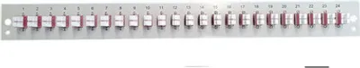 Imagen del producto de Panel frontal equipado con electrónica, con 24 conectores dúplex LC OM4, de color gris. Fabricante: EFB Elektronik (modelo: SB-FP-24SC-S-OM4)