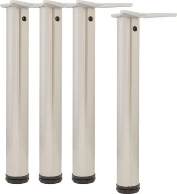 Produktbild von camar Tischfüße verstellbar 700-730mm rund ø 60mm, Metall Tischbeine höhenverstellbar, Stahl verchromt 4 Stück
