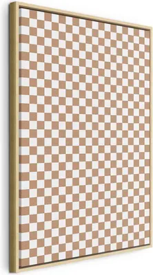 Produktbild von Italienischer Leinwand Leinwandbild - Checkerboard Pattern - Brown-White Grid with a Subtle Noise 40x60 cm Muster f-C-10091-b-a