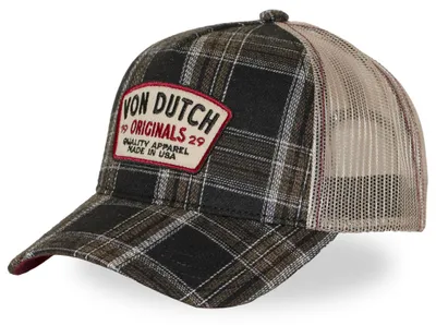 Immagine prodotto di Cappello da baseball "Trucker" di Von Dutch Originals, motivo a scacchi, tessuto a rete, colorazione multiforme/rossa