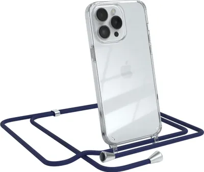 Produktbild von EAZY CASE Handykette kompatibel mit Apple iPhone 14 Pro Max, Handyhülle mit Umhängeband, Handykordel, Schutzhülle Clear, Band in Blau