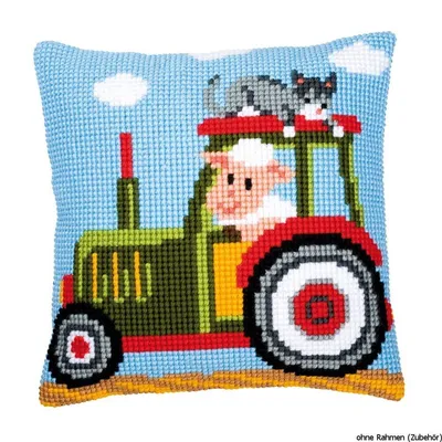 Produktbild von Vervaco Kreuzstichkissen "Traktor", Stickbild vorgezeichnet