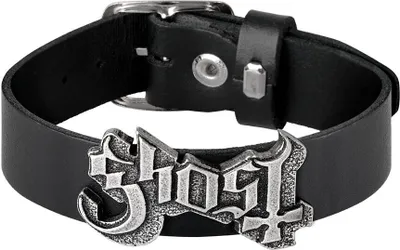 Produktbild von Ghost Lederarmband Herren Logo schwarz Band-Merch, Bands, Geschenke Leder Standard