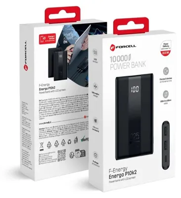Produktbild von FORCELL F-ENERGY P10K2 Powerbank 10.000?mAh 22,5?W PD QC3.0 Schwarz