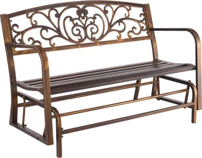 Produktbild von Gartenbank 127 cm - Gartenmöbel Bänke - Terrassenbank mit Metallrahmen - 250 kg Tragkraft - Balkonbank mit Armlehnen - Kohlenstoffstahl-Antikbronze - Bank für Garten, Park, Hof, Terrasse