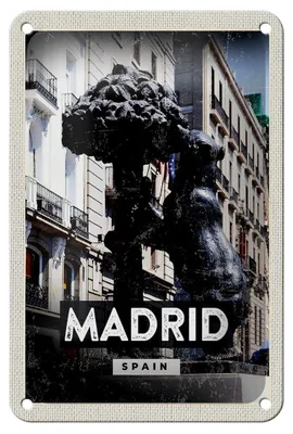Produktbild von Blechschild Reise 12x18cm Madrid Spain Statue des Bären Dekoration