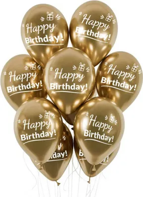 Obrázek produktu pro Zlaté chromované balónky Happy Birthday, 30 cm, 10 ks.