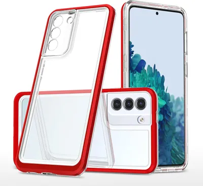 Produktbild von Clear 3in1 Case für Samsung Galaxy S22+ (S22 Plus) Gel Cover mit Rahmen Rot