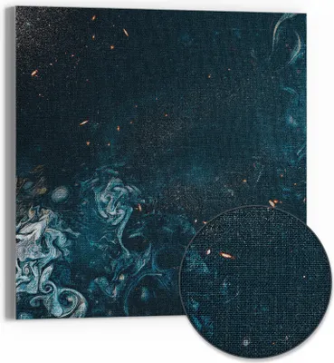 Produktbild von DEQORI Hybrid Leinwand Bild 30x30 cm 'Galaktische Reflexionen' Wandbild Glas flach modern