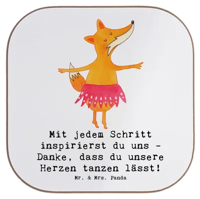 Produktbild von Mr. & Mrs. Panda Untersetzer für Gläser Tanzen Trainerin Herz - Weiß - Geschenk, Coaster, Sportarten, Sportart, Tassenuntersetzer, Tischuntersetzer, Tanzkunst, Tasse
