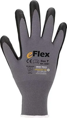 Produktbild von (12 Paar) ASATEX Feinstrickhandschuh mit Mikroschaum-Beschichtung E091, grau/schwarz, Gr. 11