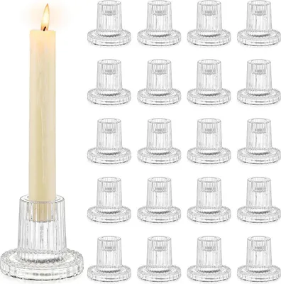 Image de Porte-bougies en verre pour bougies cylindriques - 20 pièces petit set pour mariage Noël Party