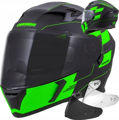 Produktbild von Cassida Integralhelm 3.0 ROXOR schwarz matt/grün/grau L (59 - 60cm) + Black Visier